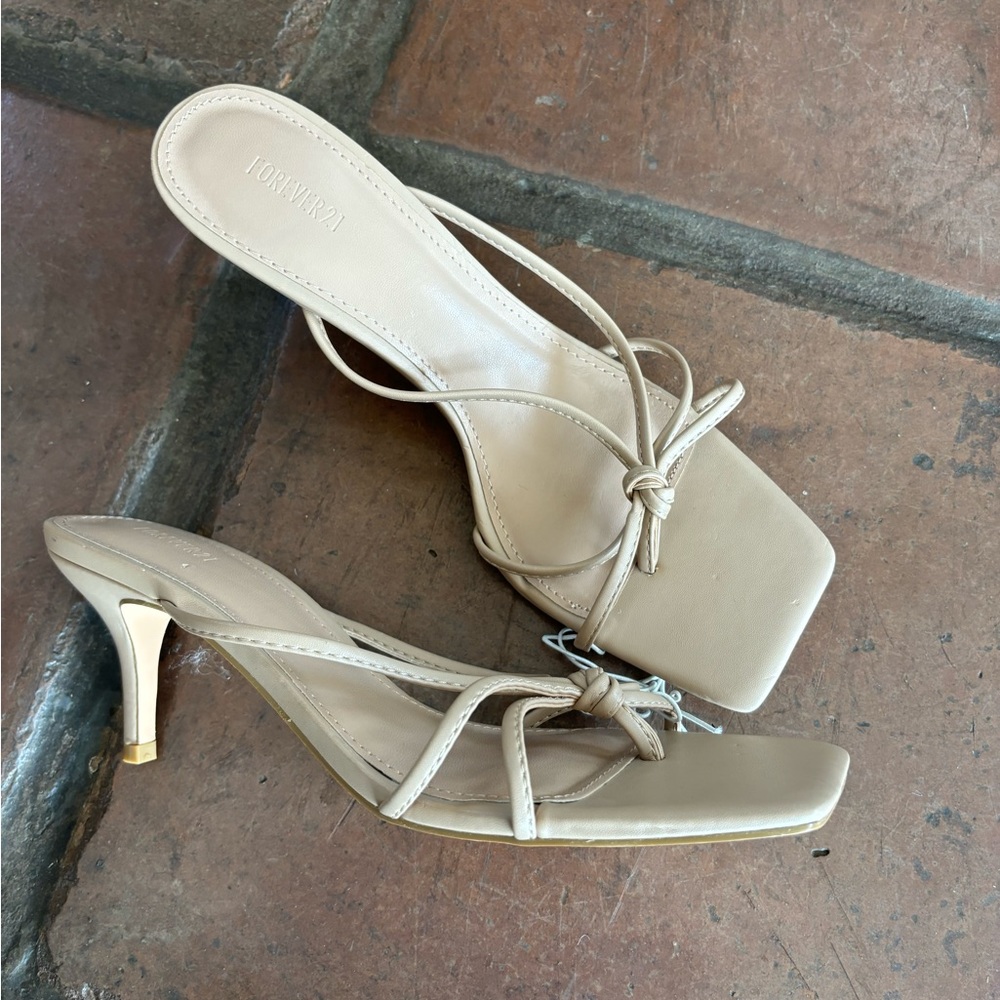 Forever 21 Strappy 90s Kitten Heel in Nude